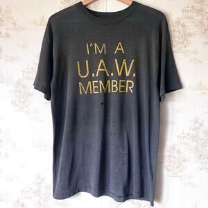 1980s UAW Member In Good Standing T-Shirt | Thrashed Vintage Union Tee | L/XL